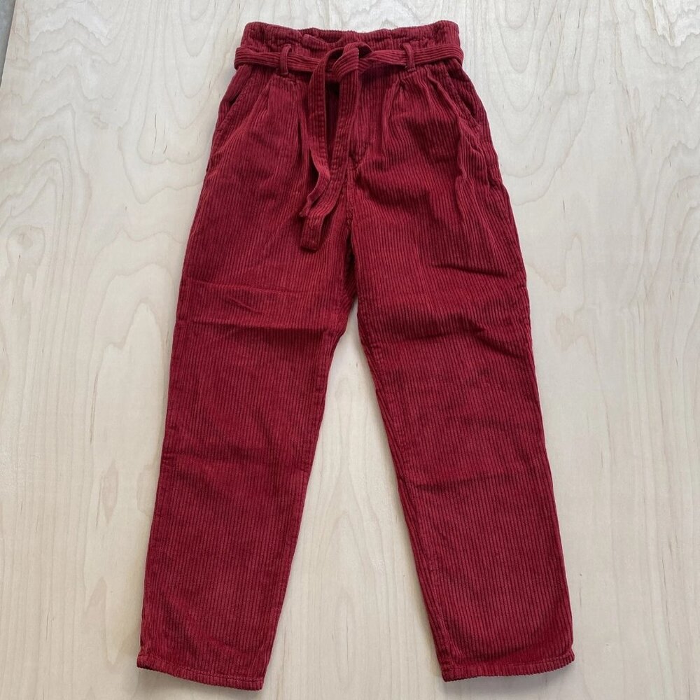 Abercrombie Fitch Corduroy Pant Sz 26 Sz 2 Paper Bag Belted Small Career Boho